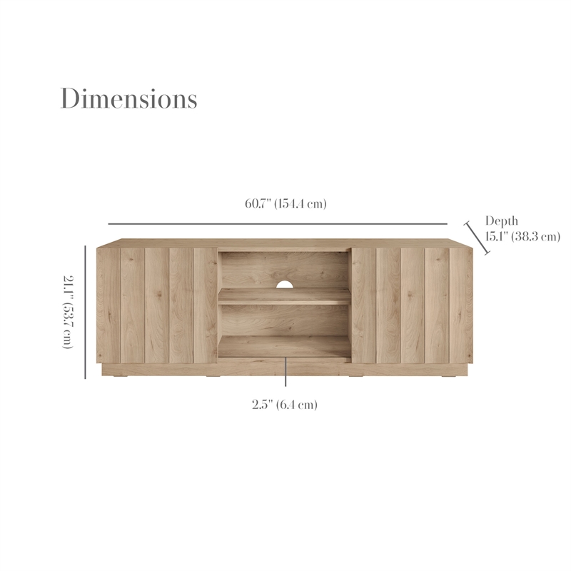 OVE Albert 61 in. Modern Media Console in Light Oak
