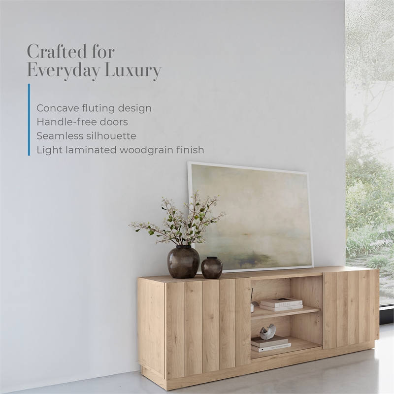OVE Albert 61 in. Modern Media Console in Light Oak