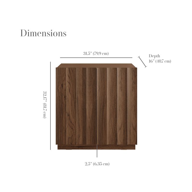 OVE Albert 31 in. Modern Fluted Accent Cabinet in Warm Walnut