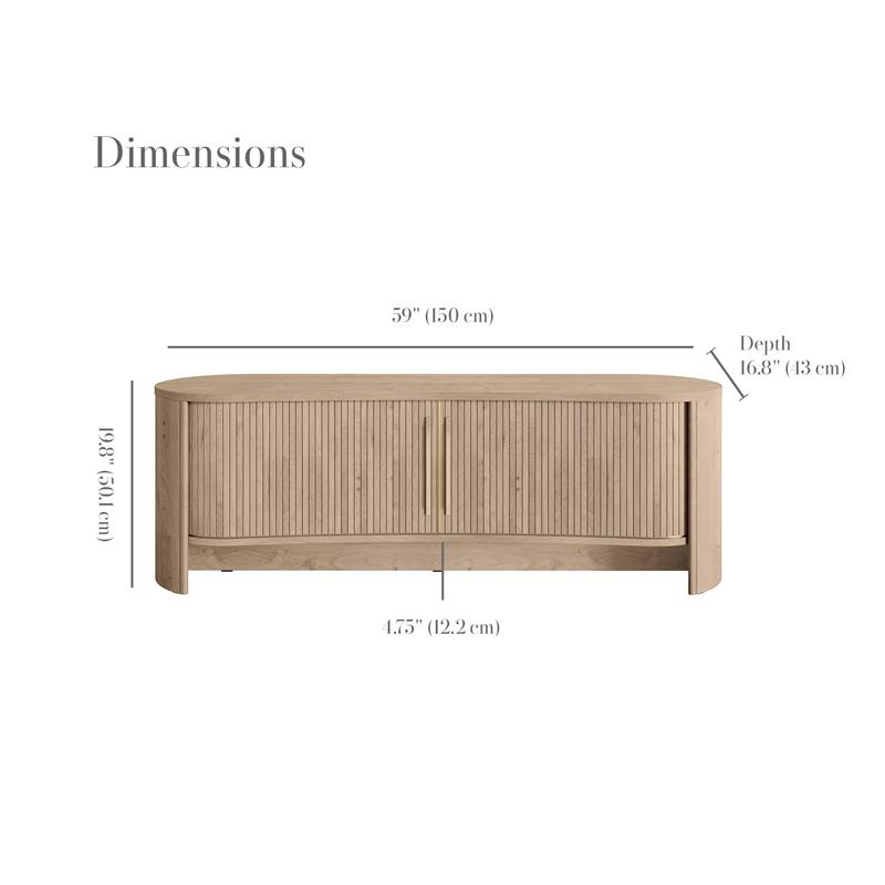 OVE Sarah 59 in. Media Console in Light Oak with Wood Hardware