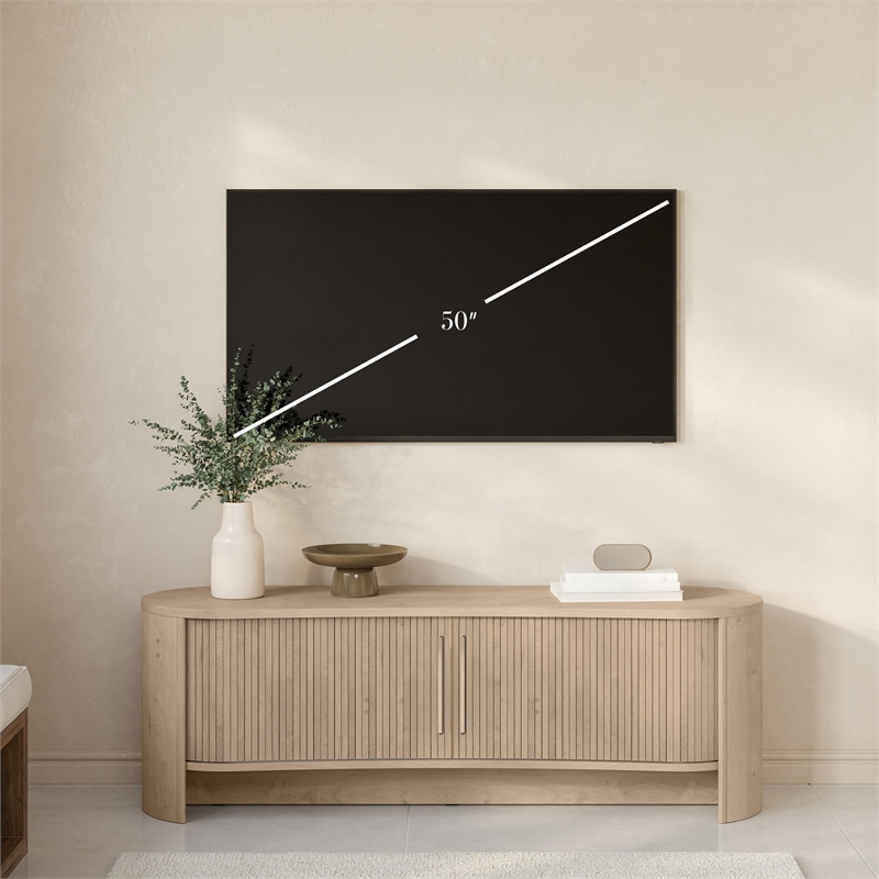 OVE Sarah 59 in. Media Console in Light Oak with Wood Hardware