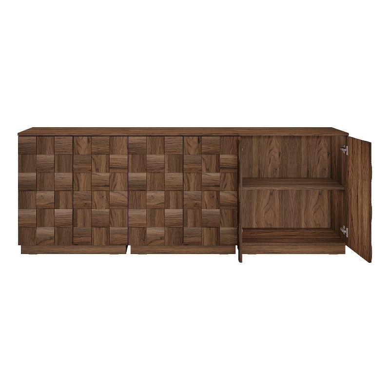 OVE Alana 29 in. Set of 3 Accent Cabinets in Warm Walnut