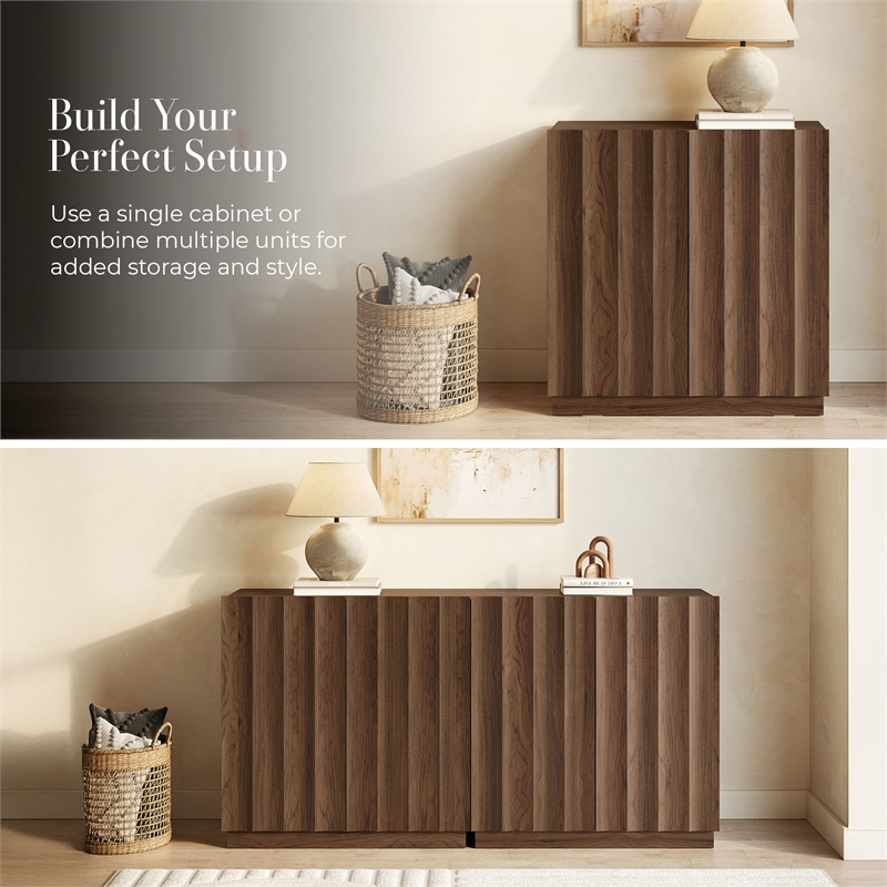 OVE Albert 31 in. Set of 3 Accent Cabinets - Warm Walnut