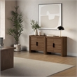 OVE Jenna 35 in. Set of 2 Accent Cabinets in Warm Walnut with Matte Black Hardware