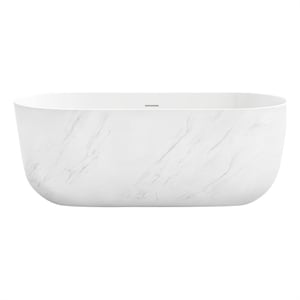 OVE Sophia 59 in. Freestanding Bathtub in Carrara Marble Finish