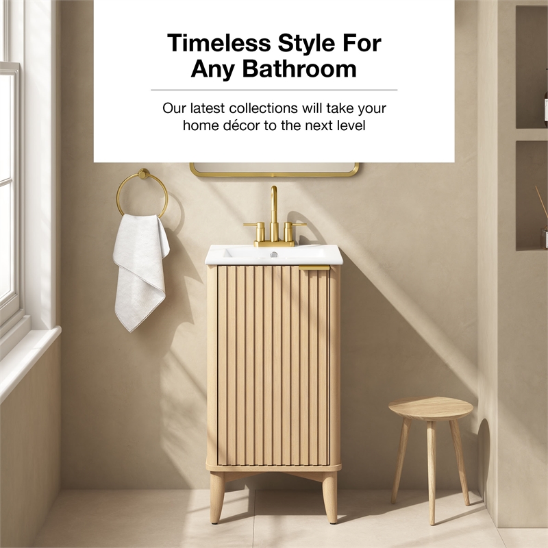 Gabi 18 in. Single Sink Freestanding Rustic Ash Vanity White Ceramic Top