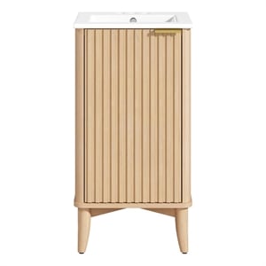 Gabi 18 in. Single Sink Freestanding Rustic Ash Vanity White Ceramic Top