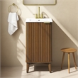 Gabi 18 in. Single Sink Freestanding Warm Walnut Vanity White Ceramic Top