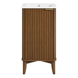 Gabi 18 in. Single Sink Freestanding Warm Walnut Vanity White Ceramic Top