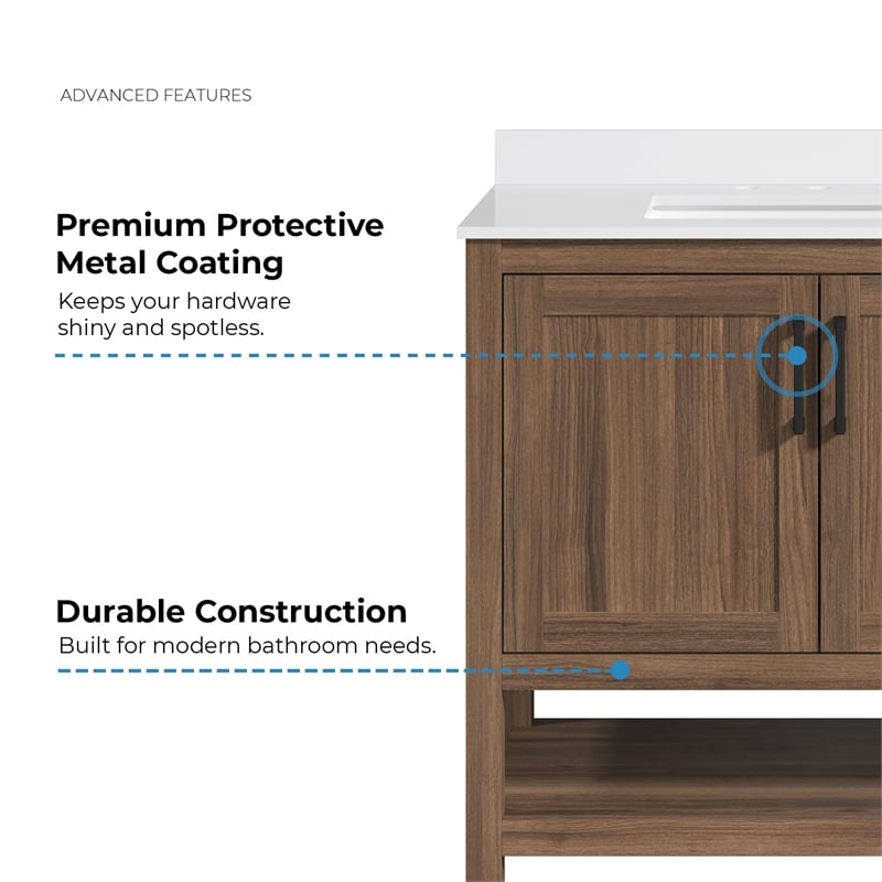 OVE Vegas 36 in. Single Sink Vanity in Spiced Walnut Matte Black