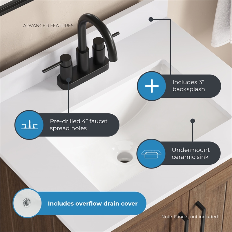 OVE Kansas 24 in. Single Sink Vanity in Spiced Walnut Matte Black