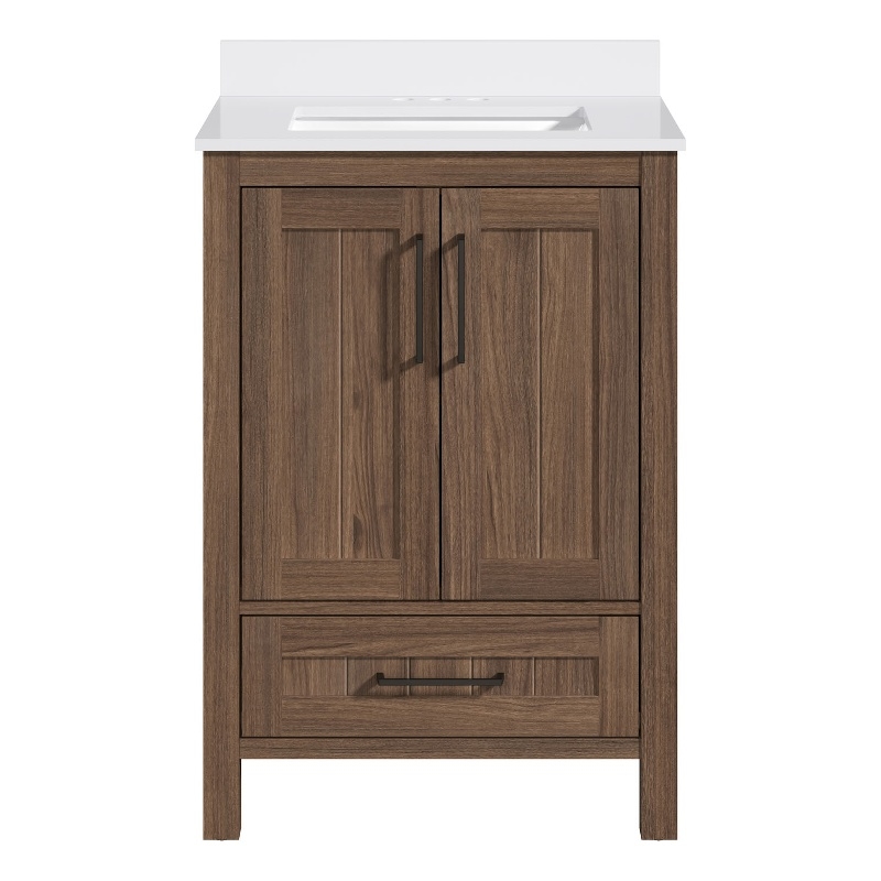 OVE Kansas 24 in. Single Sink Vanity in Spiced Walnut Matte Black