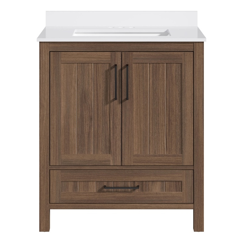 OVE Kansas 30 in. Single Sink Vanity in Spiced Walnut Matte Black
