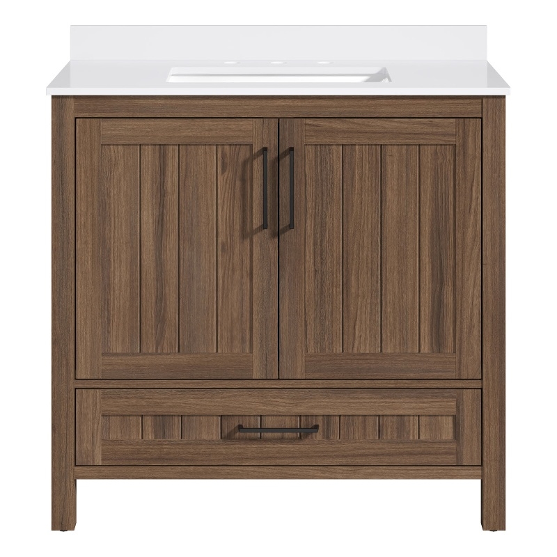 OVE Kansas 36 in. Single Sink Vanity in Spiced Walnut Matte Black