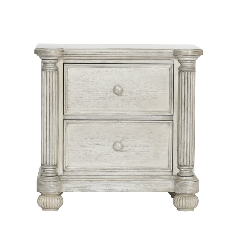 Heritage Baby Products Charleston Traditional Wood Nightstand in Weathered White