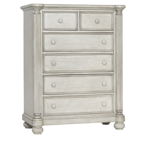 Charleston 6-Drawer Wood Chest in Weathered White