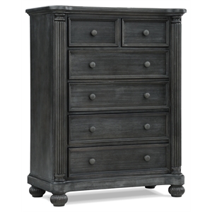 Charleston 6-Drawer Wood Chest in Weathered Brown