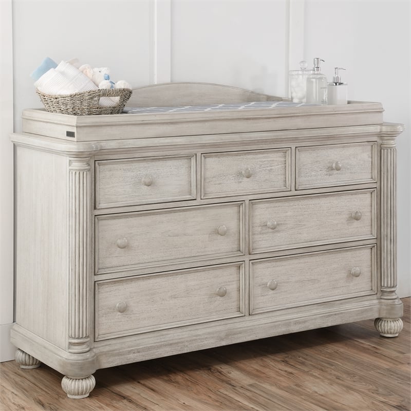 Heritage Baby Products Charleston 7-Drawer Wood Dresser in Weathered White