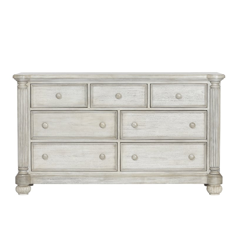 Heritage Baby Products Charleston 7-Drawer Wood Dresser in Weathered White