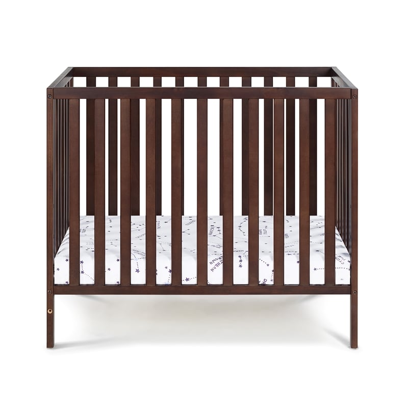 Suite Bebe Palmer Contemporary Wood Mini Crib with Mattress Pad in Espresso