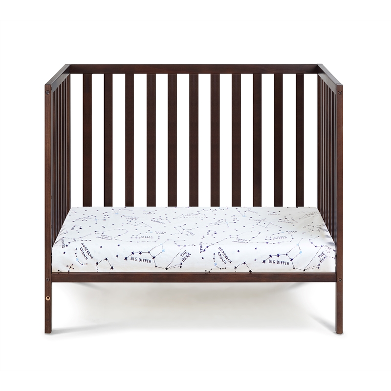 Suite Bebe Palmer Contemporary Wood Mini Crib with Mattress Pad in Espresso