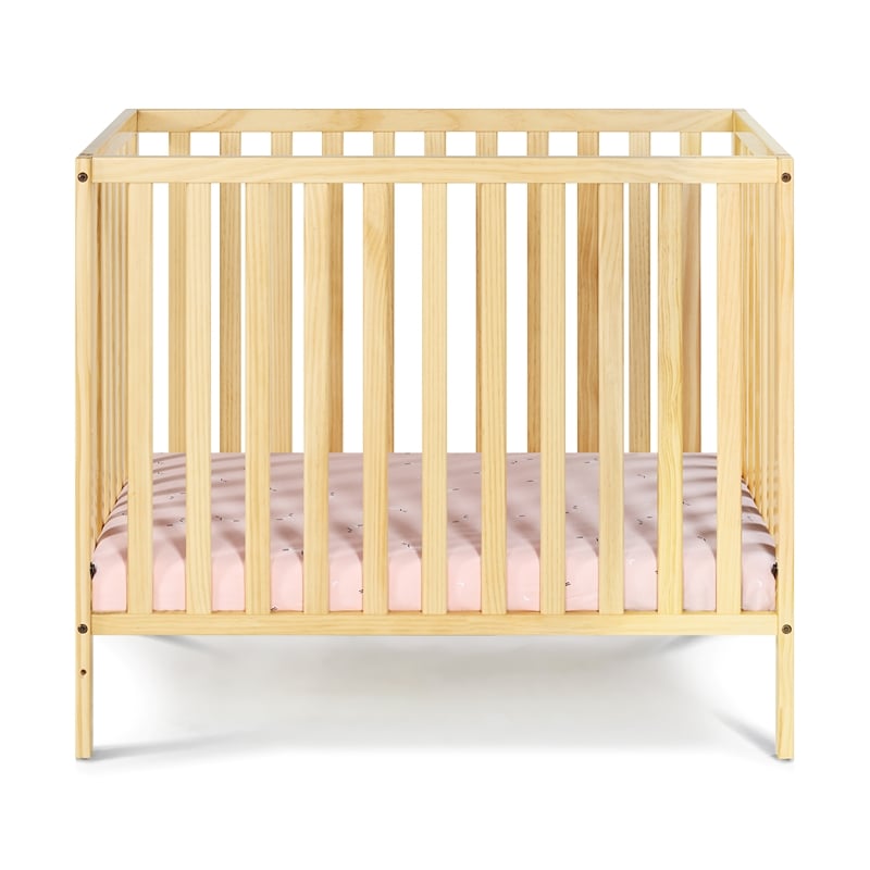 Suite Bebe Palmer Contemporary Wood Mini Crib with Mattress Pad in Natural