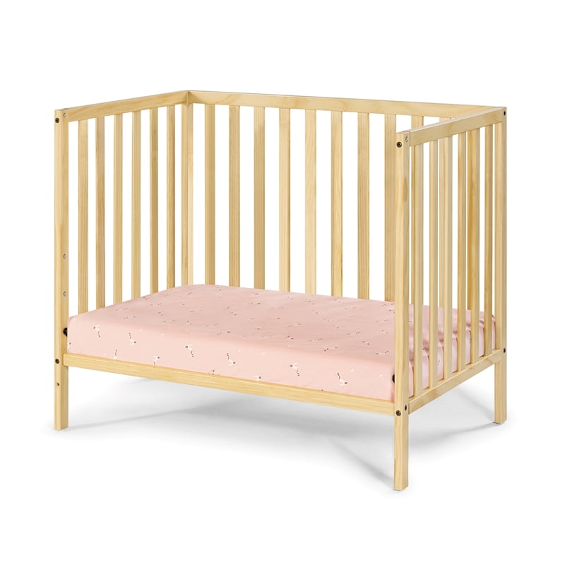 Suite Bebe Palmer Contemporary Wood Mini Crib with Mattress Pad in Natural