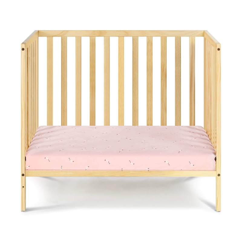 Suite Bebe Palmer Contemporary Wood Mini Crib with Mattress Pad in Natural