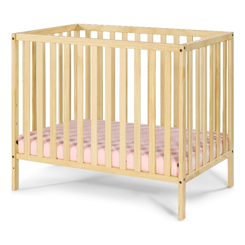 Suite Bebe Palmer Contemporary Wood Mini Crib with Mattress Pad in Natural