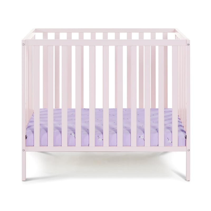 Suite Bebe Palmer Contemporary Wood Mini Crib with Mattress Pad in Pink