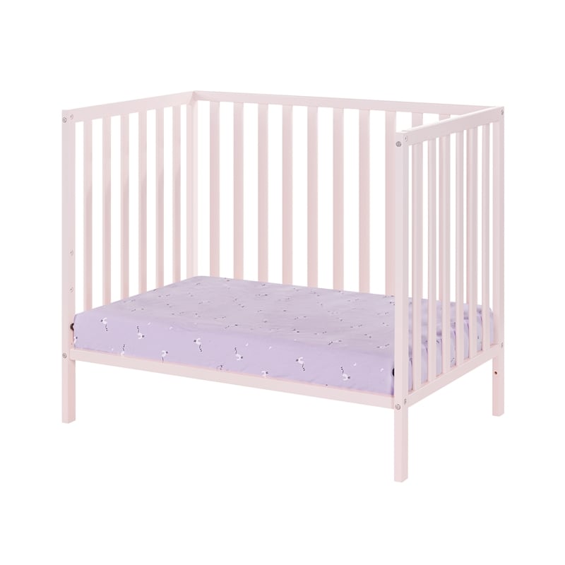Suite Bebe Palmer Contemporary Wood Mini Crib with Mattress Pad in Pink