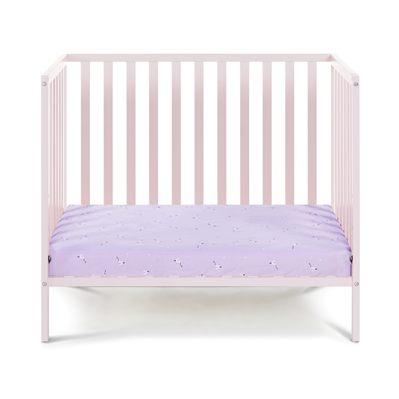 Suite Bebe Palmer Contemporary Wood Mini Crib with Mattress Pad in Pink