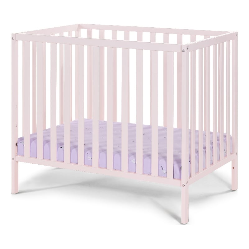 Suite Bebe Palmer Contemporary Wood Mini Crib with Mattress Pad in Pink