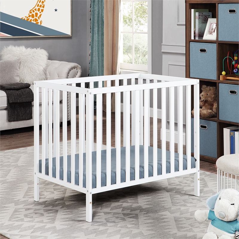 Suite Bebe Palmer Contemporary Wood Mini Crib with Mattress Pad in White