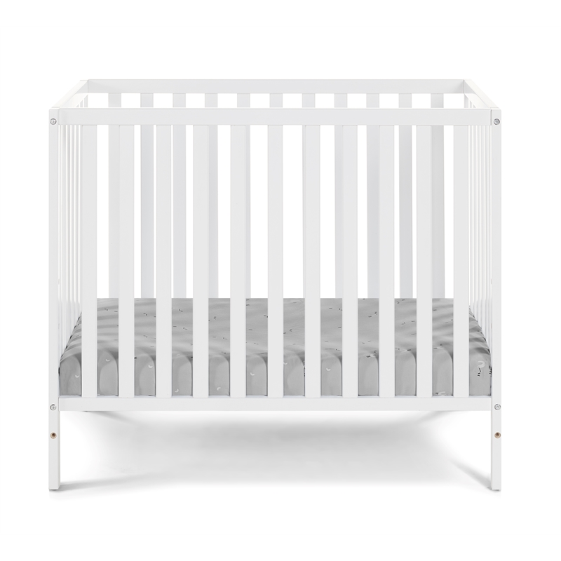 Suite Bebe Palmer Contemporary Wood Mini Crib with Mattress Pad in White