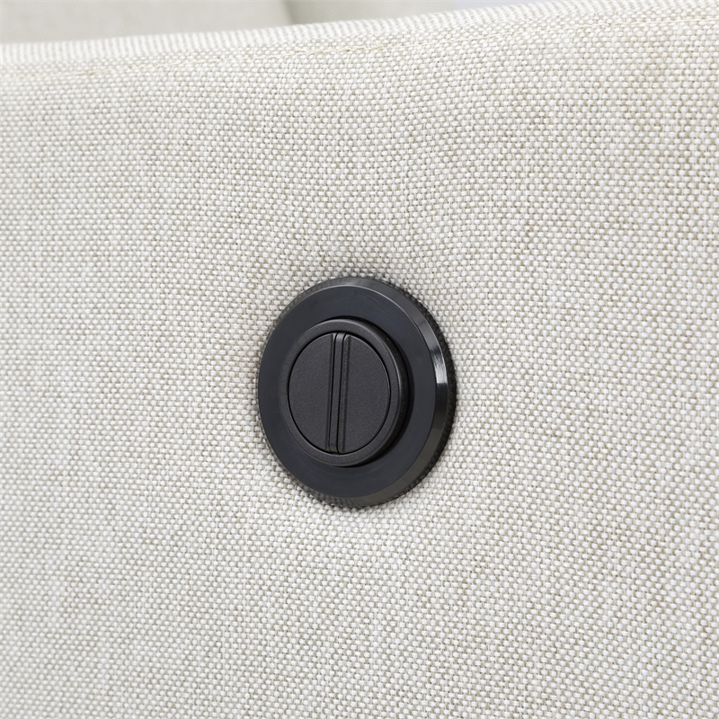 Suite Bebe Pronto Contemporary Wood and Fabric Power Recliner in Buff Beige