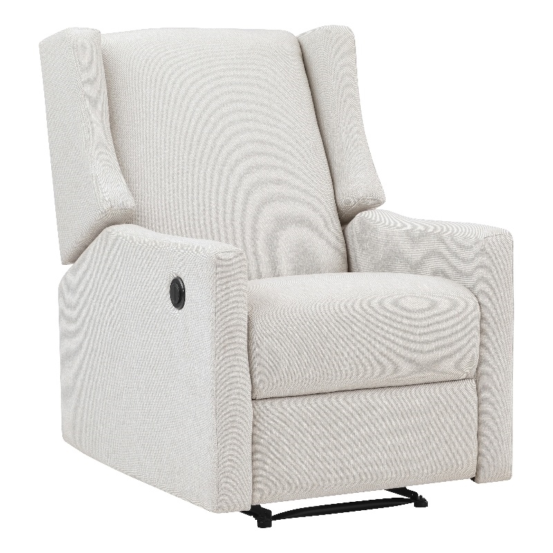 Suite Bebe Pronto Contemporary Wood and Fabric Power Recliner in Buff Beige