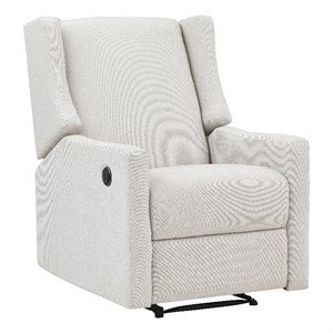 suite bebe pronto contemporary wood and fabric power recliner in buff beige