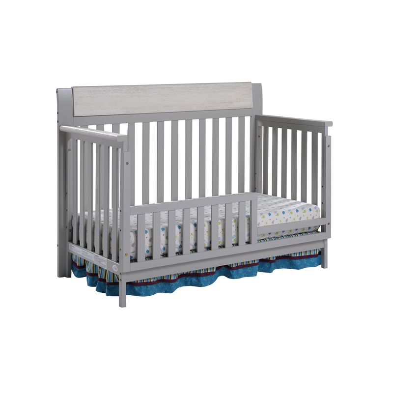 Suite Bebe Hayes Wood 4-in-1 Convertible Crib in Gray/Weathered Granite