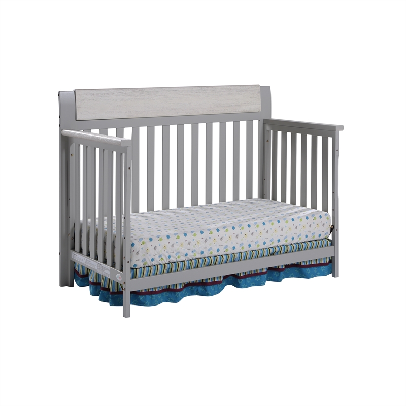 Suite Bebe Hayes Wood 4-in-1 Convertible Crib in Gray/Weathered Granite