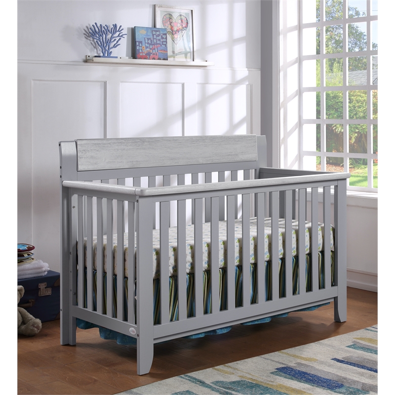 Suite Bebe Hayes Wood 4-in-1 Convertible Crib in Gray/Weathered Granite