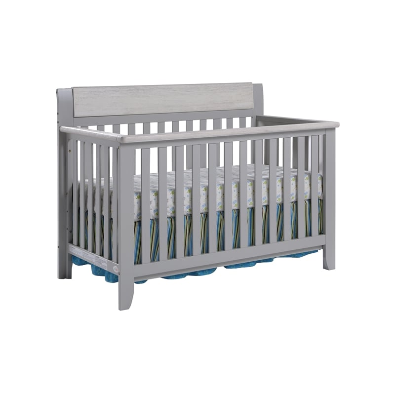 Suite Bebe Hayes Wood 4-in-1 Convertible Crib in Gray/Weathered Granite