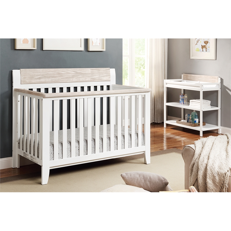 Suite Bebe Hayes Wood 4-in-1 Convertible Crib in White/Natural