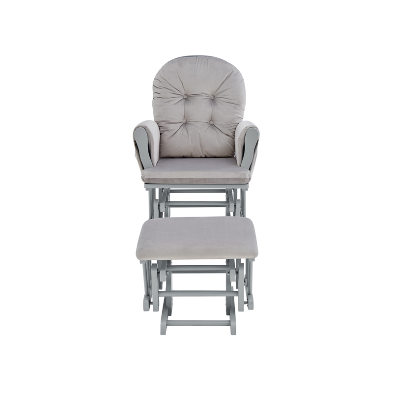 Suite Bebe Mason Wood and Fabric Glider and Ottoman in Light Gray
