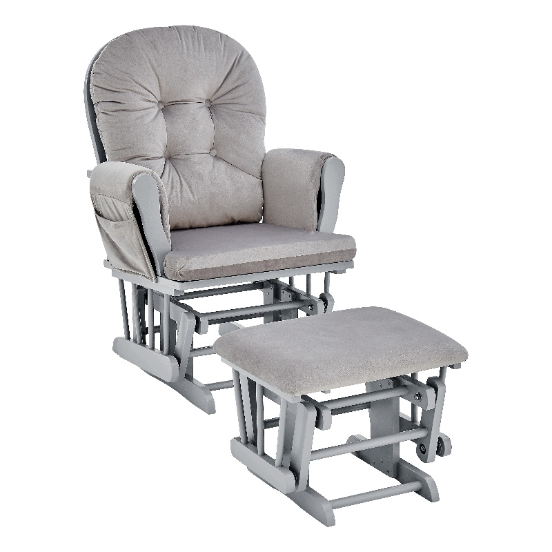Suite Bebe Mason Wood and Fabric Glider and Ottoman in Light Gray