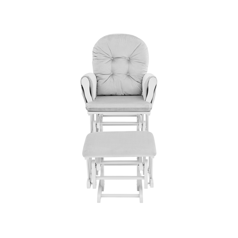Suite Bebe Mason Wood and Fabric Glider and Ottoman in White and Gray