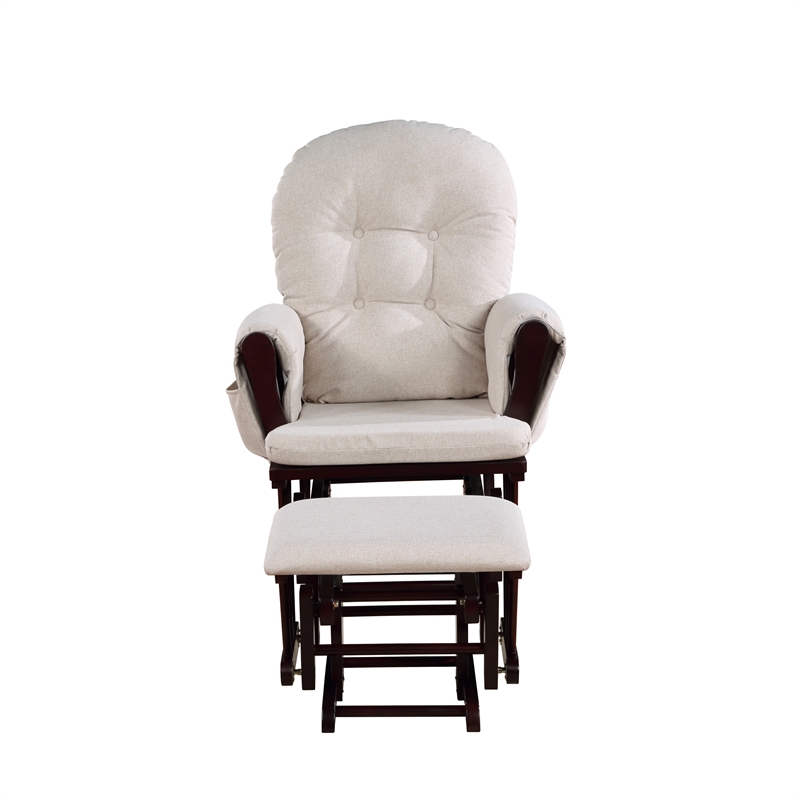 Suite Bebe Mason Traditional Wood Glider and Ottoman in Espresso/Latte