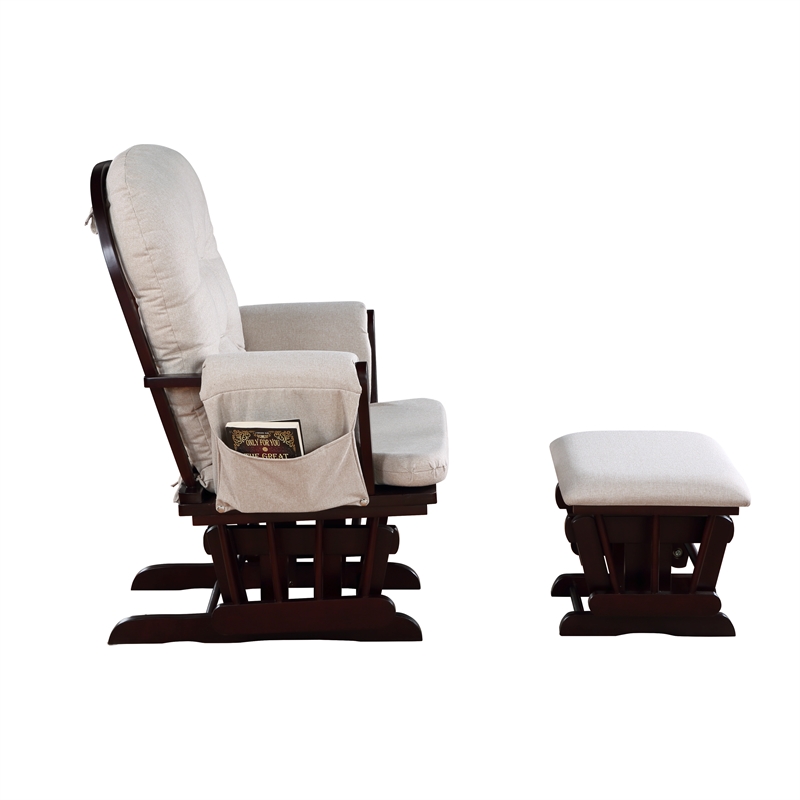 Suite Bebe Mason Traditional Wood Glider and Ottoman in Espresso/Latte