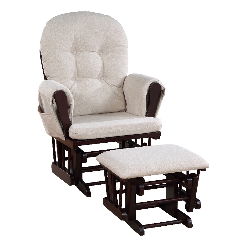 Suite Bebe Mason Traditional Wood Glider and Ottoman in Espresso/Latte