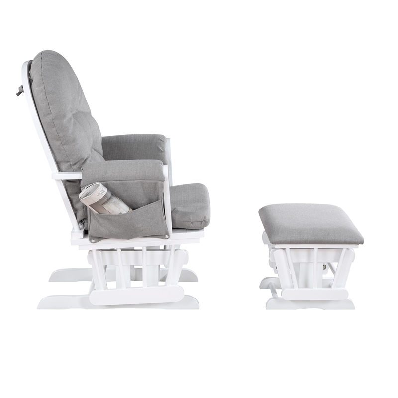 Suite Bebe Mason Traditional Wood Glider and Ottoman in White/Oyster